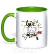 Чашка з кольоровою ручкою Love teach inspire Зелений фото