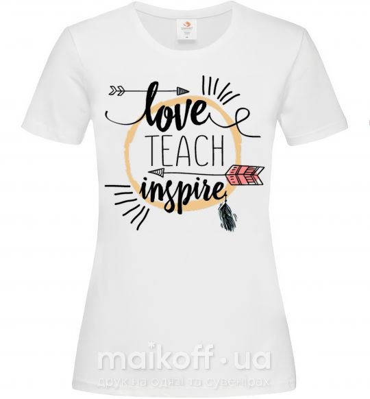 Жіноча футболка Love teach inspire Білий фото