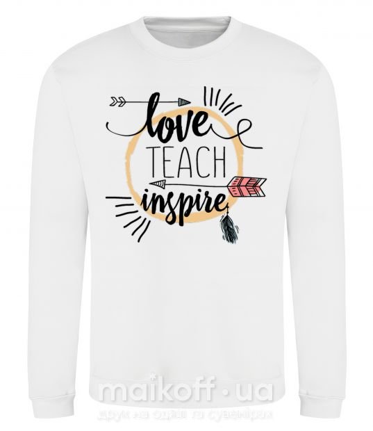 Світшот Love teach inspire Білий фото