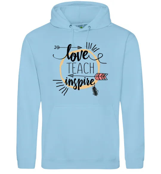 Чоловіча толстовка (худі) Love teach inspire Блакитний фото