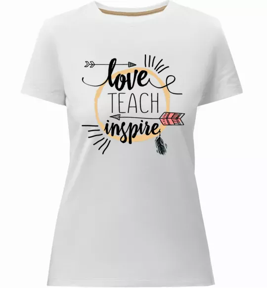 Жіноча преміум футболка Love teach inspire Білий фото