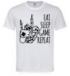 Мужская футболка Eat sleep game repeat hand Белый фото