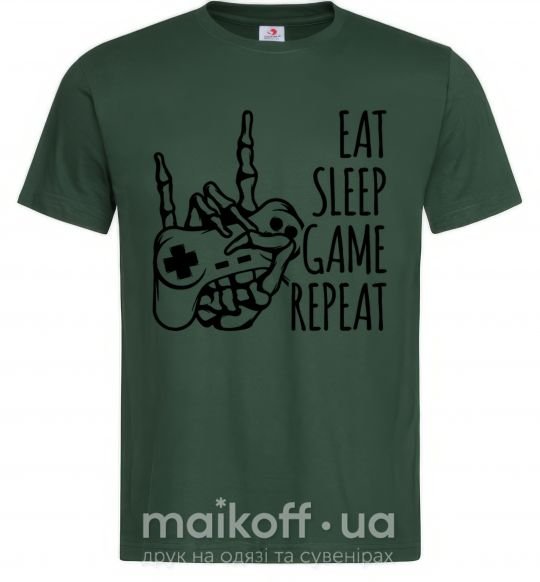 Мужская футболка Eat sleep game repeat hand Темно-зеленый фото