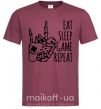 Мужская футболка Eat sleep game repeat hand Бордовый фото