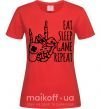Женская футболка Eat sleep game repeat hand Красный фото