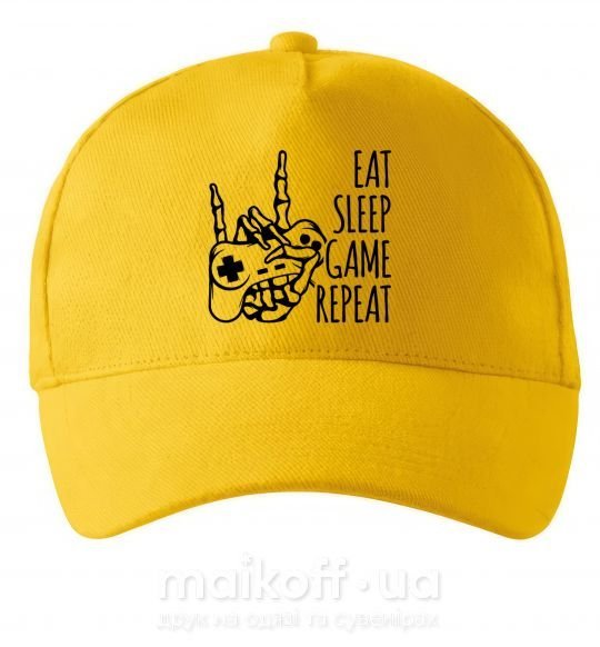 Кепка Eat sleep game repeat hand Сонячно жовтий фото