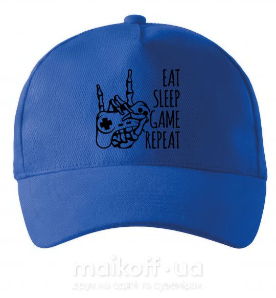 Кепка Eat sleep game repeat hand Ярко-синий фото