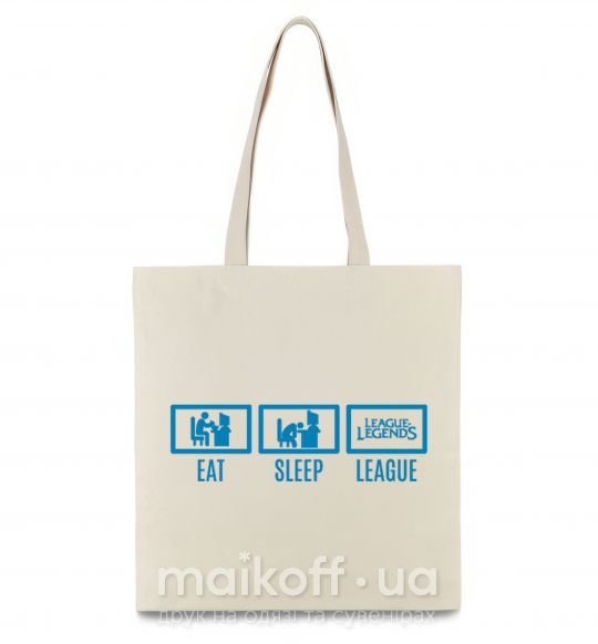Эко-сумка Eat sleep league Бежевый фото
