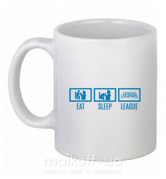 Чашка керамічна Eat sleep league Білий фото