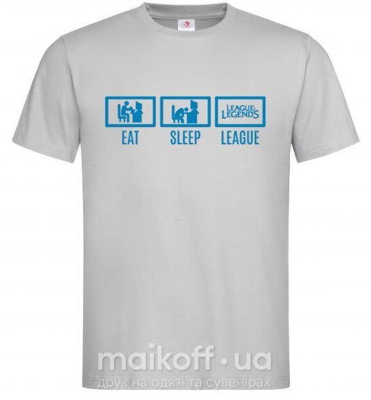 Мужская футболка Eat sleep league Серый фото