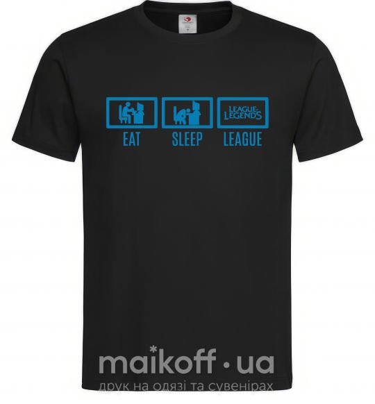 Мужская футболка Eat sleep league Черный фото