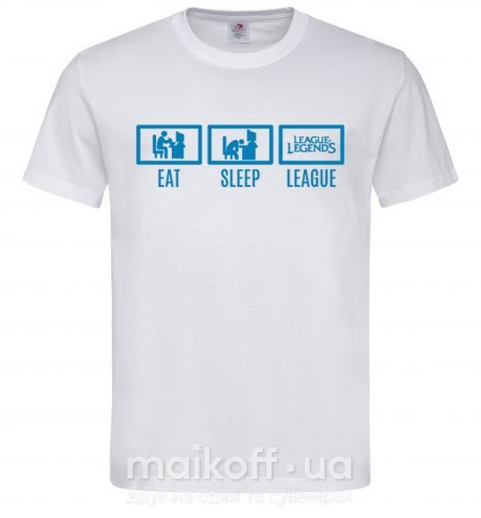 Мужская футболка Eat sleep league Белый фото