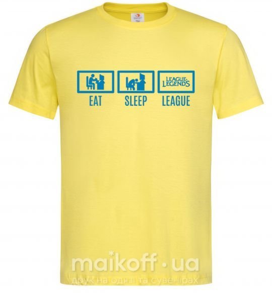 Мужская футболка Eat sleep league Лимонный фото