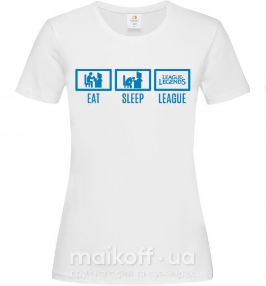 Женская футболка Eat sleep league Белый фото