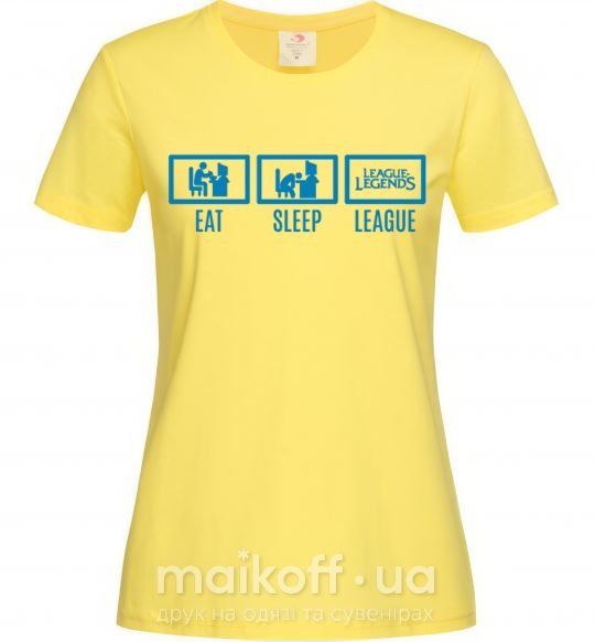 Женская футболка Eat sleep league Лимонный фото