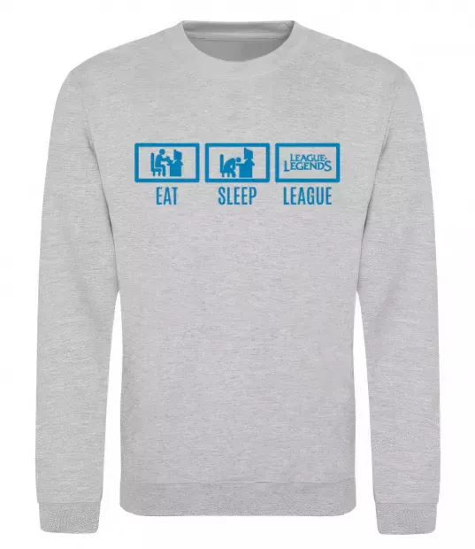 Світшот Eat sleep league Сірий меланж фото