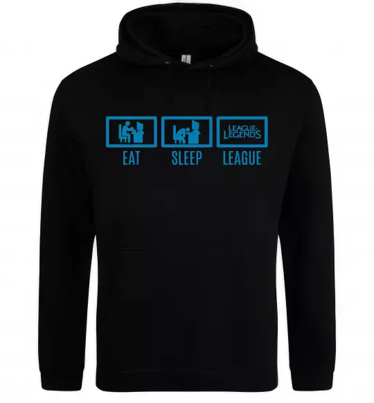 Мужская толстовка (худи) Eat sleep league Черный фото