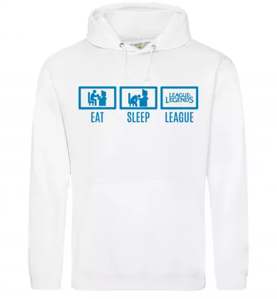 Мужская толстовка (худи) Eat sleep league Белый фото