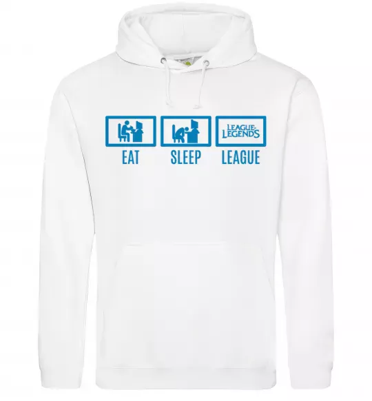 Женская толстовка (худи) Eat sleep league Белый фото