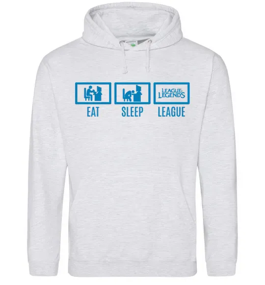 Женская толстовка (худи) Eat sleep league Серый меланж фото