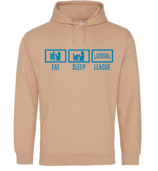 Женская толстовка (худи) Eat sleep league Песочный фото