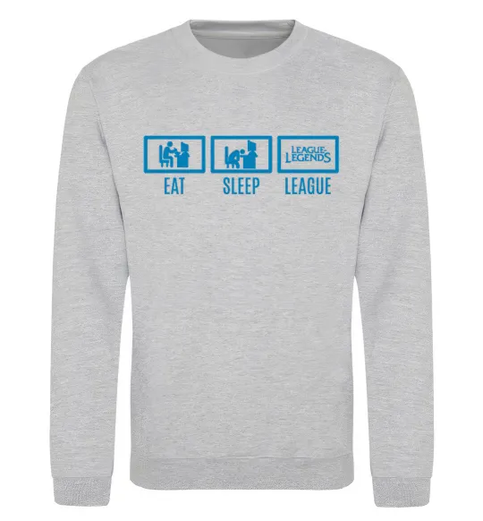 Свитшот Eat sleep league Серый меланж фото
