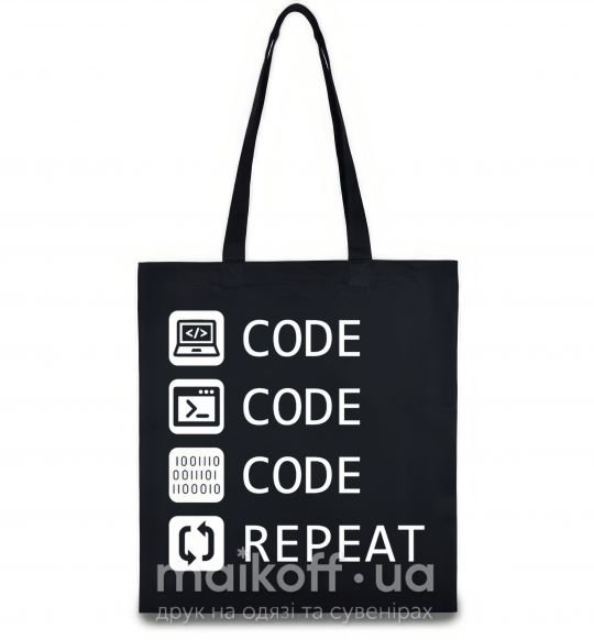 Еко-сумка Code code code repeat Чорний фото