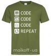 Чоловіча футболка Code code code repeat Оливковий фото