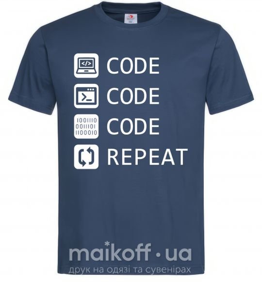 Мужская футболка Code code code repeat Темно-синий фото