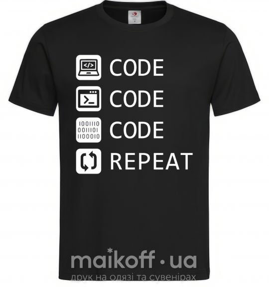 Чоловіча футболка Code code code repeat Чорний фото
