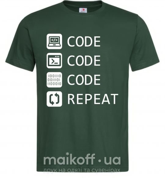 Мужская футболка Code code code repeat Темно-зеленый фото