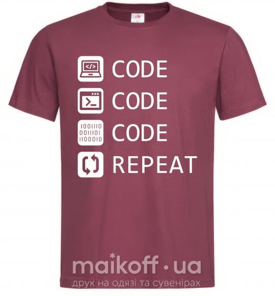 Мужская футболка Code code code repeat Бордовый фото
