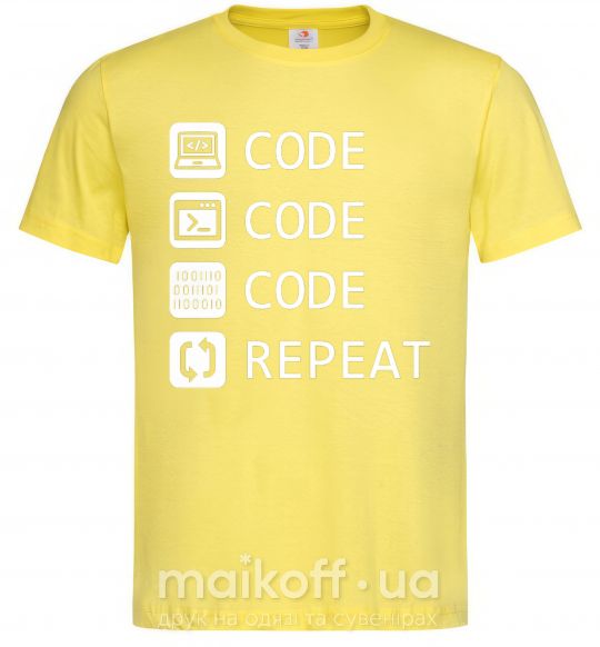 Мужская футболка Code code code repeat Лимонный фото