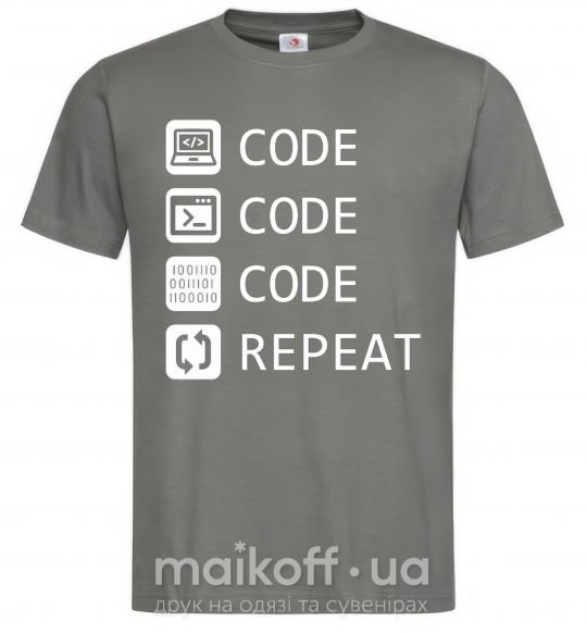 Мужская футболка Code code code repeat Графит фото
