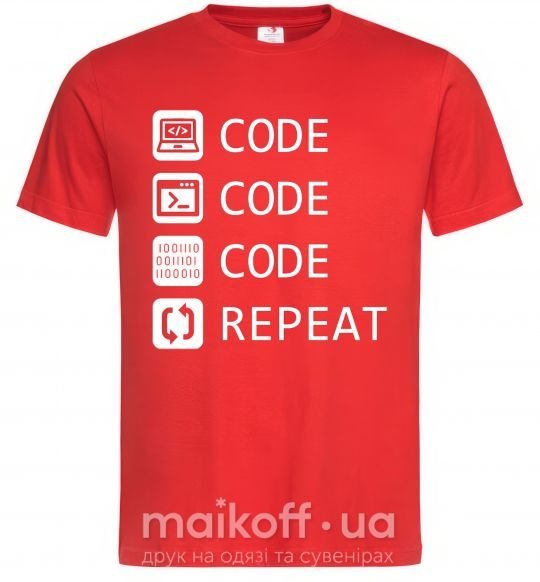 Мужская футболка Code code code repeat Красный фото