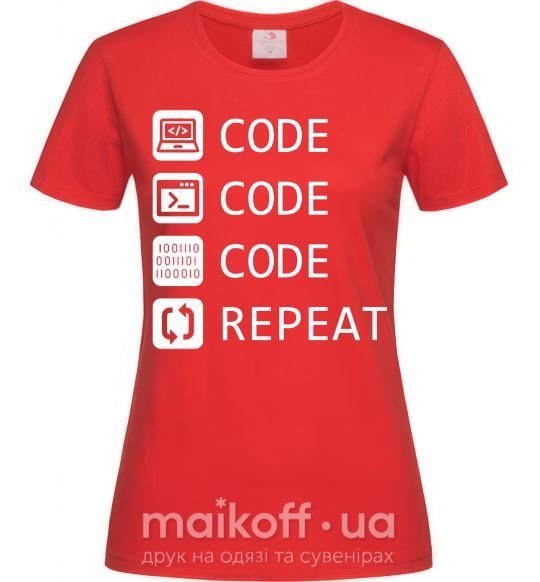 Жіноча футболка Code code code repeat Червоний фото