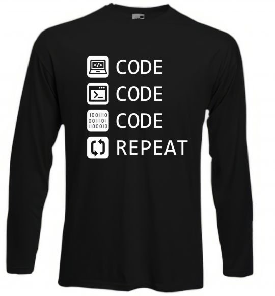 Лонгслів Code code code repeat Чорний фото