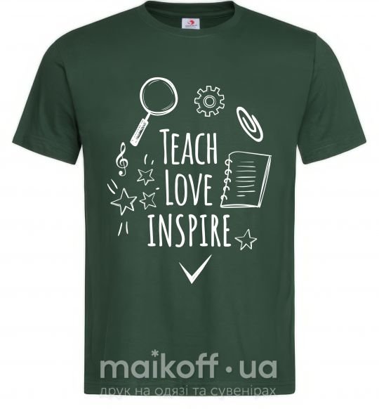Мужская футболка Teach love inspire Темно-зеленый фото
