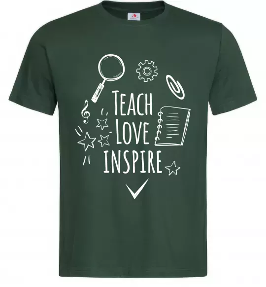 Мужская футболка Teach love inspire Темно-зеленый фото
