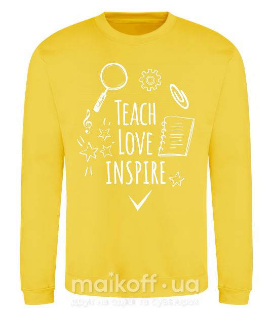Свитшот Teach love inspire Солнечно желтый фото