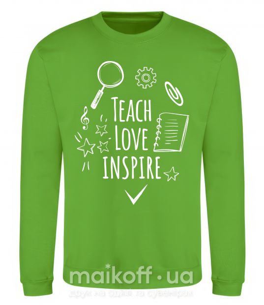 Свитшот Teach love inspire Лаймовый фото