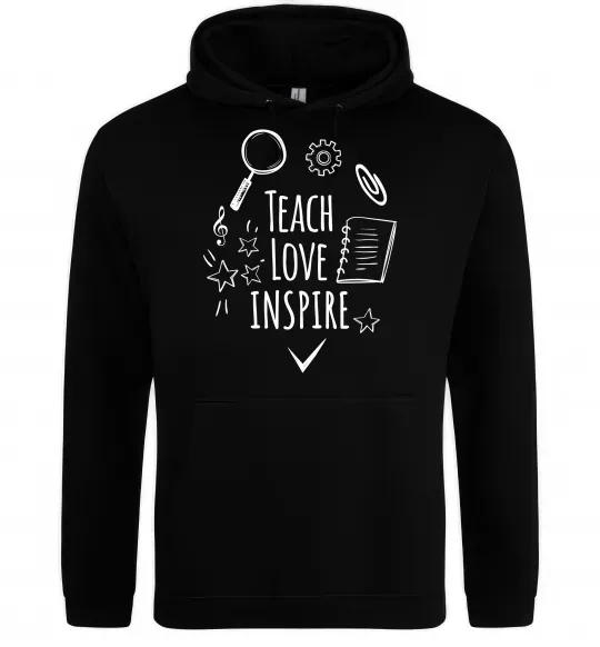 Женская толстовка (худи) Teach love inspire Черный фото