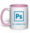 Чашка з кольоровою ручкою My format PSD Ніжно рожевий фото