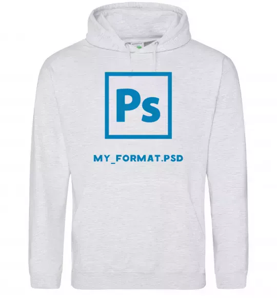 Мужская толстовка (худи) My format PSD Серый меланж фото