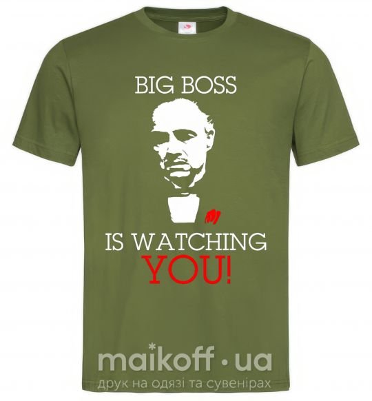 Чоловіча футболка Big boss is watching you Оливковий фото