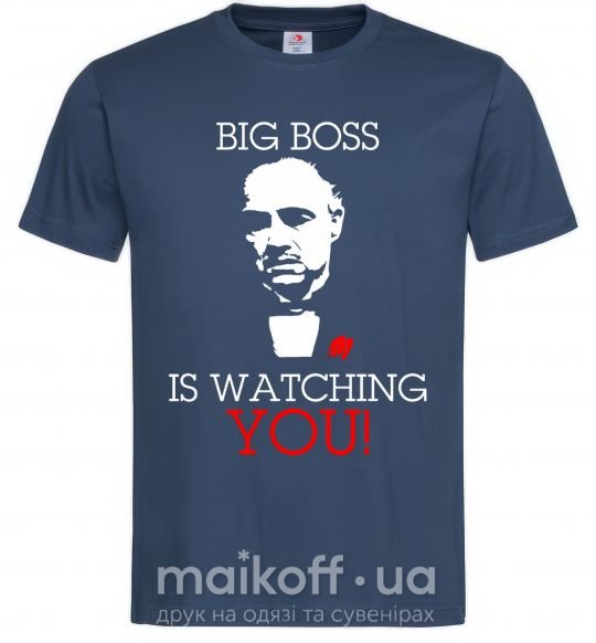Чоловіча футболка Big boss is watching you Темно-синій фото