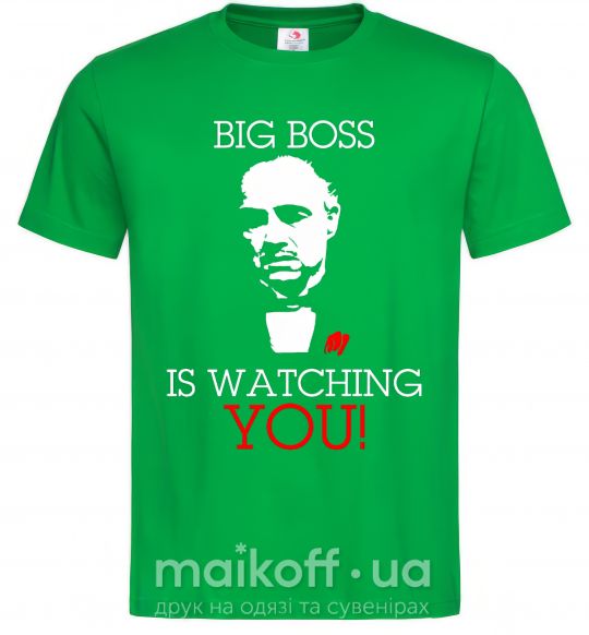 Мужская футболка Big boss is watching you Зеленый фото