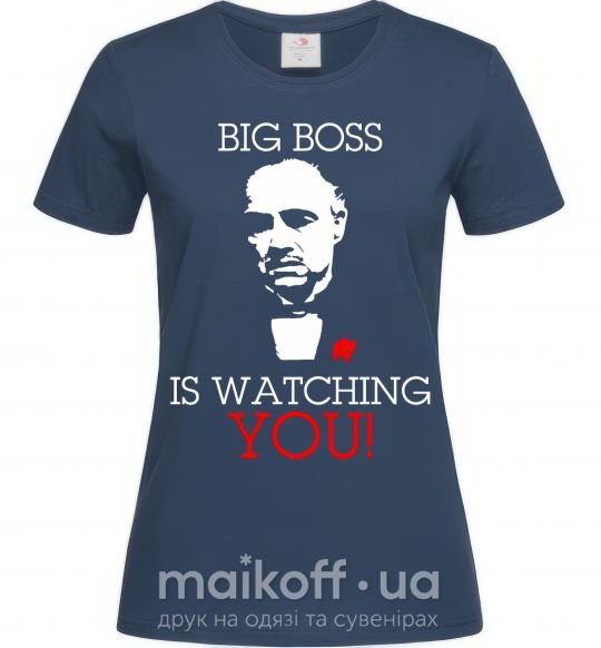 Жіноча футболка Big boss is watching you Темно-синій фото