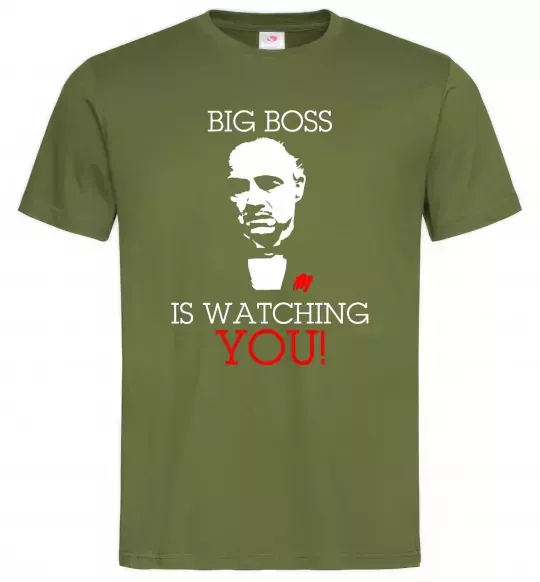 Мужская футболка Big boss is watching you Оливковый фото