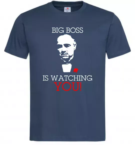 Мужская футболка Big boss is watching you Темно-синий фото